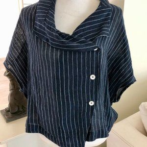 Crea Concept French Navy Linen Jacket Size 6-10
